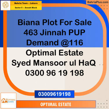 5 Marla Residential Plot for Sale in Sector E - Jinnah Block -  Bahria Town, Lahore - (BP-266291)