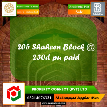 10 Marla Residential Plot for Sale in Sector B - Shaheen Block -  Bahria Town, Lahore - (BP-266293)