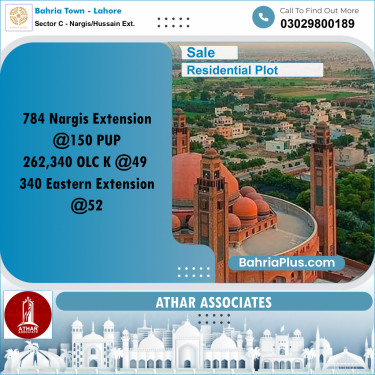 20 Marla Residential Plot for Sale in Sector C - Nargis/Hussain Ext. -  Bahria Town, Lahore - (BP-266296)