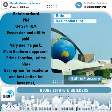 10 Marla Residential Plot for Sale in Phase 4 - G4 Block -  Bahria Orchard, Lahore - (BP-266309)