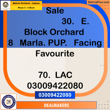 8 Marla Residential Plot for Sale in Phase 2 - E Block -  Bahria Orchard, Lahore - (BP-266321)