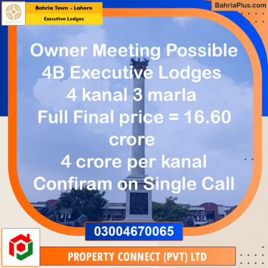 4.4 Kanal Residential Plot for Sale in Executive Lodges -  Bahria Town, Lahore - (BP-266324)