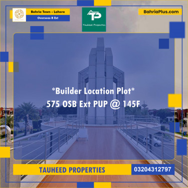 10 Marla Residential Plot for Sale in Overseas B Ext -  Bahria Town, Lahore - (BP-266335)