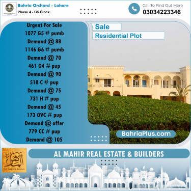 Residential Plot for Sale in Phase 4 - G5 Block -  Bahria Orchard, Lahore - (BP-266345)