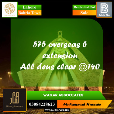 Residential Plot for Sale in Bahria Town, Lahore - (BP-266346)