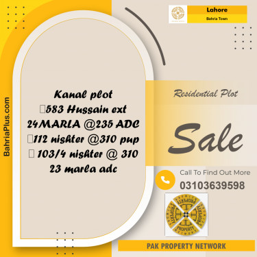 Residential Plot for Sale in Bahria Town, Lahore - (BP-266357)