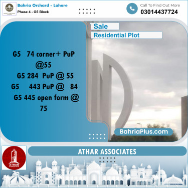Residential Plot for Sale in Phase 4 - G5 Block -  Bahria Orchard, Lahore - (BP-266374)