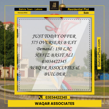 10 Marla Residential Plot for Sale in Overseas B Ext -  Bahria Town, Lahore - (BP-266434)
