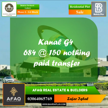 1 Kanal Residential Plot for Sale in Phase 4 - G4 Block -  Bahria Orchard, Lahore - (BP-266473)