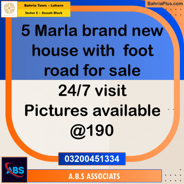 5 Marla Residential House for Sale in Sector E - Jinnah Block -  Bahria Town, Lahore - (BP-266506)