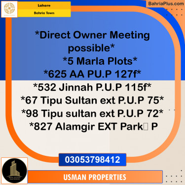 Residential Plot for Sale in Bahria Town, Lahore - (BP-266557)
