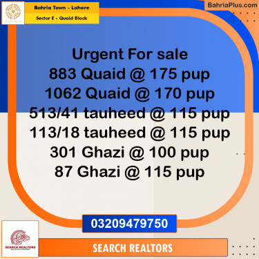 10 Marla Residential Plot for Sale in Sector E - Quaid Block -  Bahria Town, Lahore - (BP-266577)