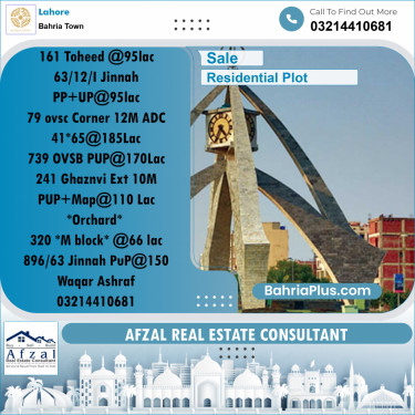 Residential Plot for Sale in Bahria Town, Lahore - (BP-266607)