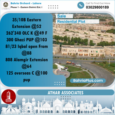 5 Marla Residential Plot for Sale in Phase 1 - Eastern District Ext. I -  Bahria Orchard, Lahore - (BP-266670)