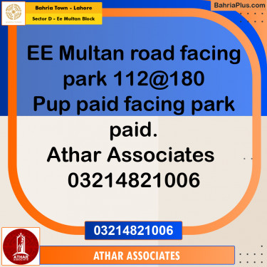 1 Kanal Residential Plot for Sale in Sector D - EE Multan Block -  Bahria Town, Lahore - (BP-266723)