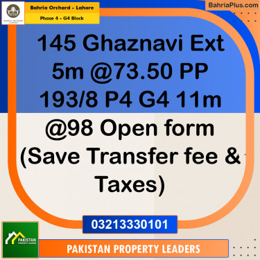 11 Marla Residential Plot for Sale in Phase 4 - G4 Block -  Bahria Orchard, Lahore - (BP-266728)