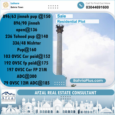 Residential Plot for Sale in Bahria Town, Lahore - (BP-266750)