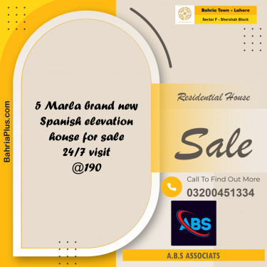 5 Marla Residential House for Sale in Sector F - Shershah Block -  Bahria Town, Lahore - (BP-266768)