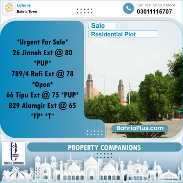 Residential Plot for Sale in Bahria Town, Lahore - (BP-266796)