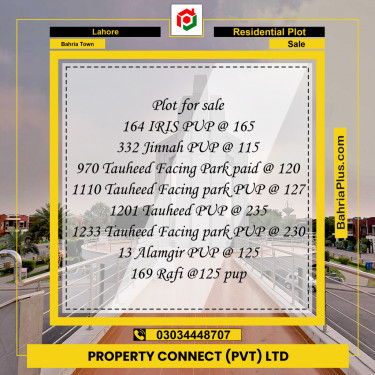 Residential Plot for Sale in Bahria Town, Lahore - (BP-266826)