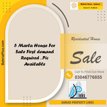 5 Marla Residential House for Sale in Sector D - AA Block -  Bahria Town, Lahore - (BP-266868)