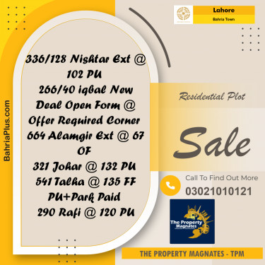 Residential Plot for Sale in Bahria Town, Lahore - (BP-266919)