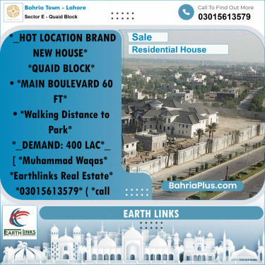 10 Marla Residential House for Sale in Sector E - Quaid Block -  Bahria Town, Lahore - (BP-266960)