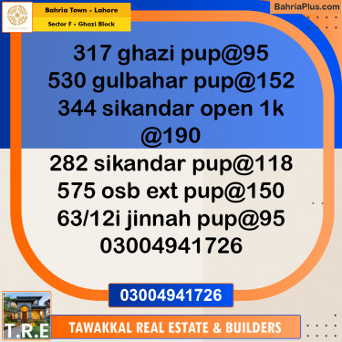 10 Marla Residential Plot for Sale in Sector F - Ghazi Block -  Bahria Town, Lahore - (BP-266982)