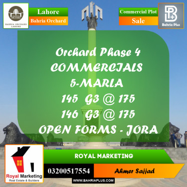 Commercial Plot for Sale in Bahria Orchard, Lahore - (BP-267049)