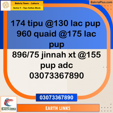 10 Marla Residential Plot for Sale in Sector F - Tipu Sultan Block -  Bahria Town, Lahore - (BP-267070)