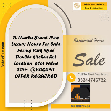 10 Marla Residential House for Sale in Sector C - Janiper Block -  Bahria Town, Lahore - (BP-267122)