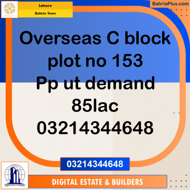 5 Marla Residential Plot for Sale in Bahria Town, Lahore - (BP-267133)