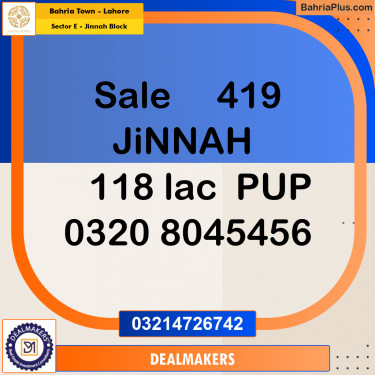 5 Marla Residential Plot for Sale in Sector E - Jinnah Block -  Bahria Town, Lahore - (BP-267187)