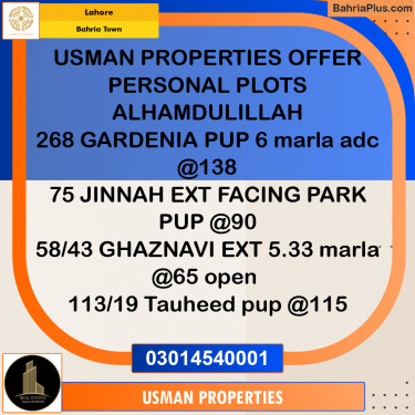 Residential Plot for Sale in Bahria Town, Lahore - (BP-267261)