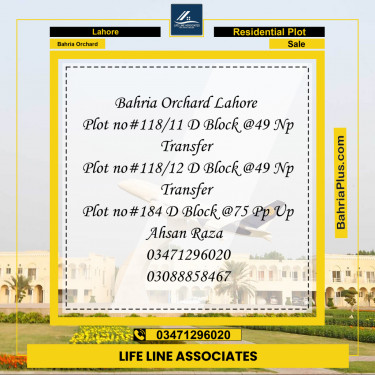 5 Marla Residential Plot for Sale in Bahria Orchard, Lahore - (BP-267268)