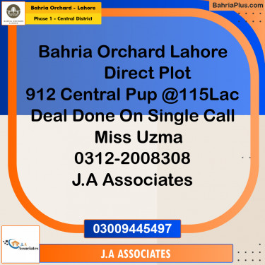 10 Marla Residential Plot for Sale in Phase 1 - Central District -  Bahria Orchard, Lahore - (BP-267298)