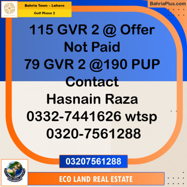 10 Marla Residential Plot for Sale in Golf Phase 2 -  Bahria Town, Lahore - (BP-267337)