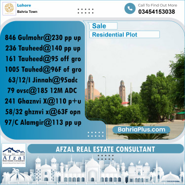 Residential Plot for Sale in Bahria Town, Lahore - (BP-267351)