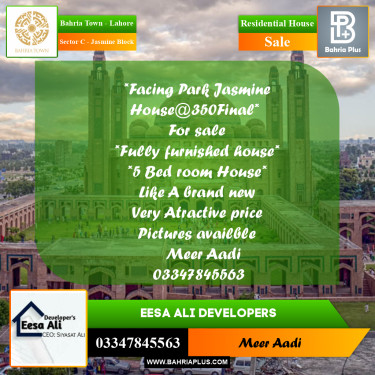 10 Marla Residential House for Sale in Sector C - Jasmine Block -  Bahria Town, Lahore - (BP-267375)
