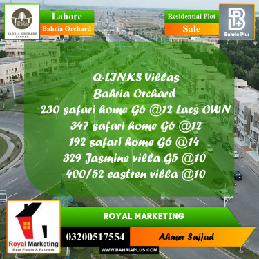 Residential Plot for Sale in Bahria Orchard, Lahore - (BP-267418)