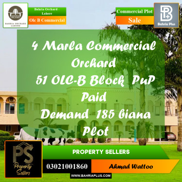 4 Marla Commercial Plot for Sale in OLC B Commercial -  Bahria Orchard, Lahore - (BP-267440)