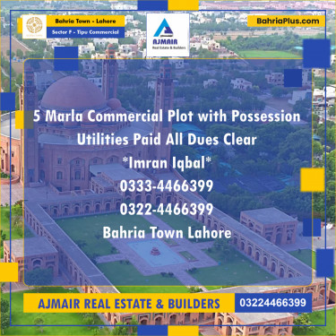 5 Marla Commercial Plot for Sale in Sector F - Tipu Commercial -  Bahria Town, Lahore - (BP-267442)