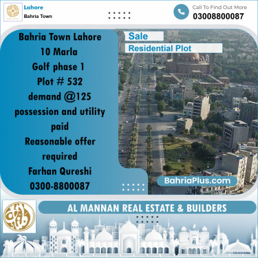 Residential Plot for Sale in Bahria Town, Lahore - (BP-267458)