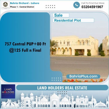 10 Marla Residential Plot for Sale in Phase 1 - Central District -  Bahria Orchard, Lahore - (BP-267479)
