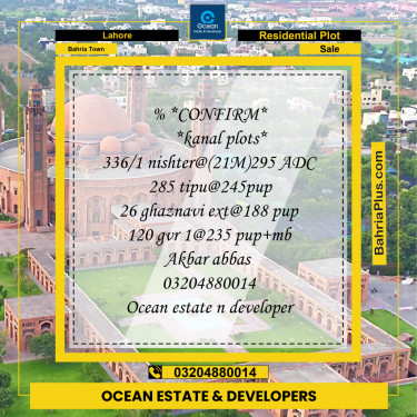 Residential Plot for Sale in Bahria Town, Lahore - (BP-267482)