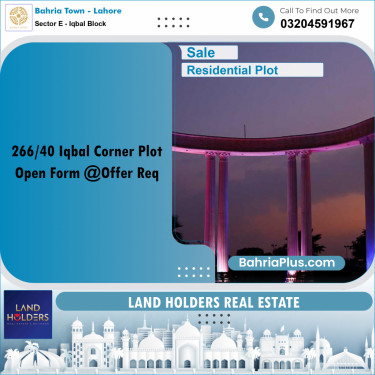 10 Marla Residential Plot for Sale in Sector E - Iqbal Block -  Bahria Town, Lahore - (BP-267494)