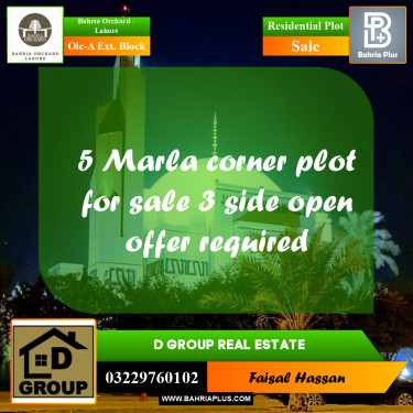 5 Marla Residential Plot for Sale in OLC-A Ext. Block -  Bahria Orchard, Lahore - (BP-267562)