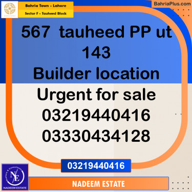 Residential House for Sale in Sector F - Tauheed Block -  Bahria Town, Lahore - (BP-267587)