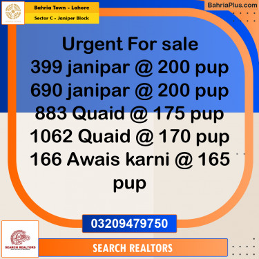 10 Marla Residential Plot for Sale in Sector C - Janiper Block -  Bahria Town, Lahore - (BP-267647)