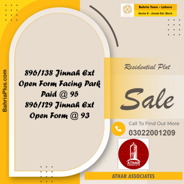 5 Marla Residential Plot for Sale in Sector E - Jinnah Ext. Block -  Bahria Town, Lahore - (BP-267659)